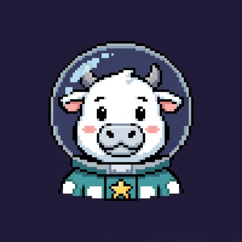 Astro Angus — Pixel Cow 011